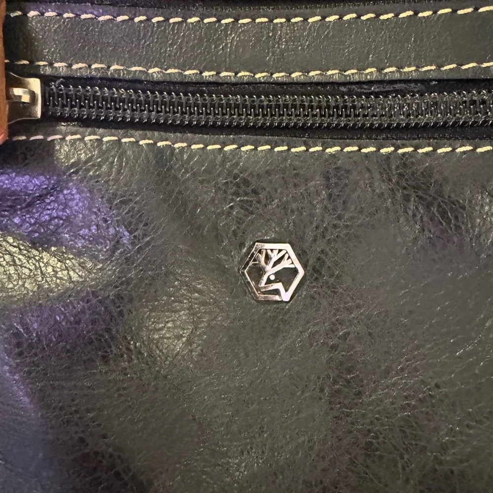 Black Leather Crossbody Bag with Tan Strap - Picture 7 of 8